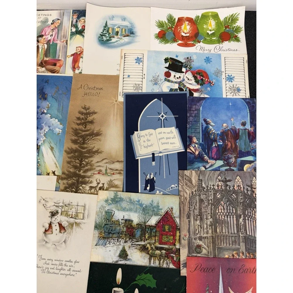 Vintage Retro Christmas Cards Fronts ONLY 1950s 1960s Scrapbooking Crafts 50+